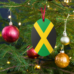 Jamaica Flag Wooden Christmas Ornaments