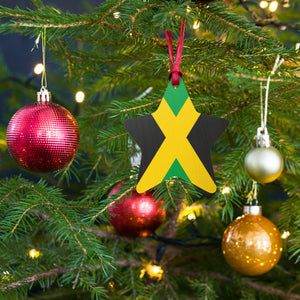 Jamaica Flag Wooden Christmas Ornaments