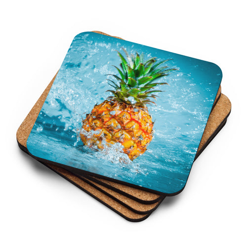 Pineapple Splash Cork-back coaster